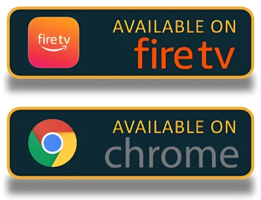 IPTV streaming app available on Amazon Fire TV stick and Google Chrome web browser